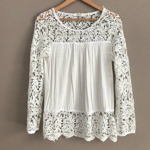 Pink USA Tops - Crochet Long Sleeve Top